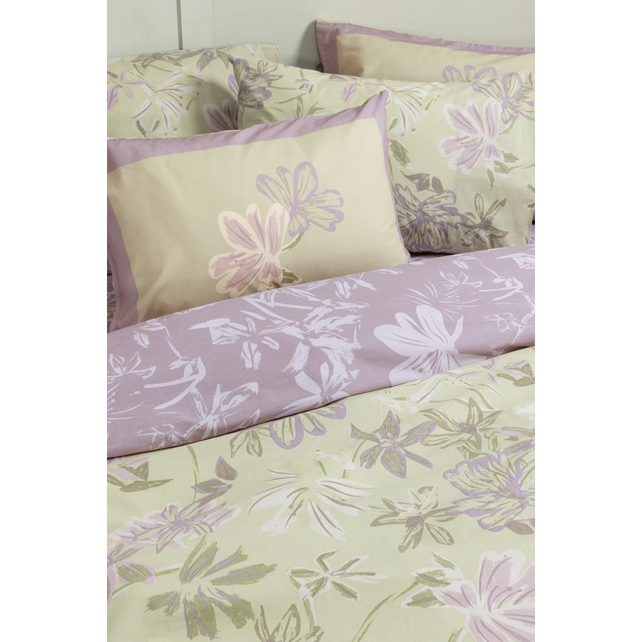 Σετ Σεντόνια Μονά (170x260) Floral με Πάνελ Μαξιλαροθήκη Βαμβακερά Nima Tiare