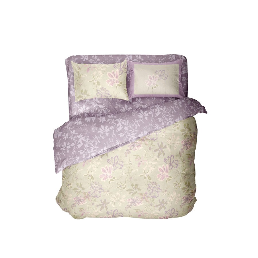 Σετ Σεντόνια Μονά (170x260) Floral με Πάνελ Μαξιλαροθήκη Βαμβακερά Nima Tiare