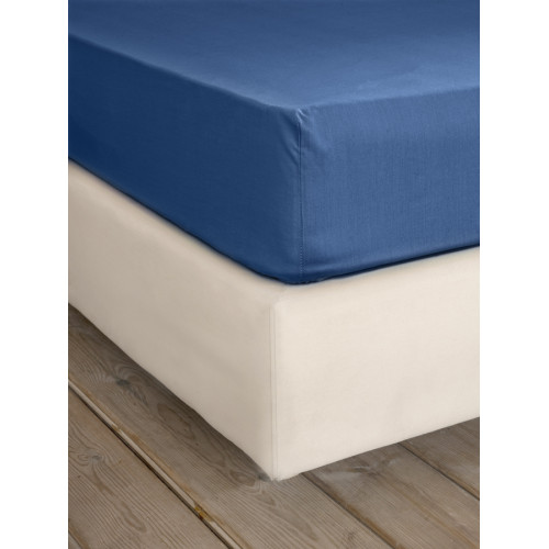 Κατωσέντονο με Λάστιχο Υπέρδιπλο (165x205+35) Μονόχρωμo Βαμβακερό Nima Unicolors Dark Denim