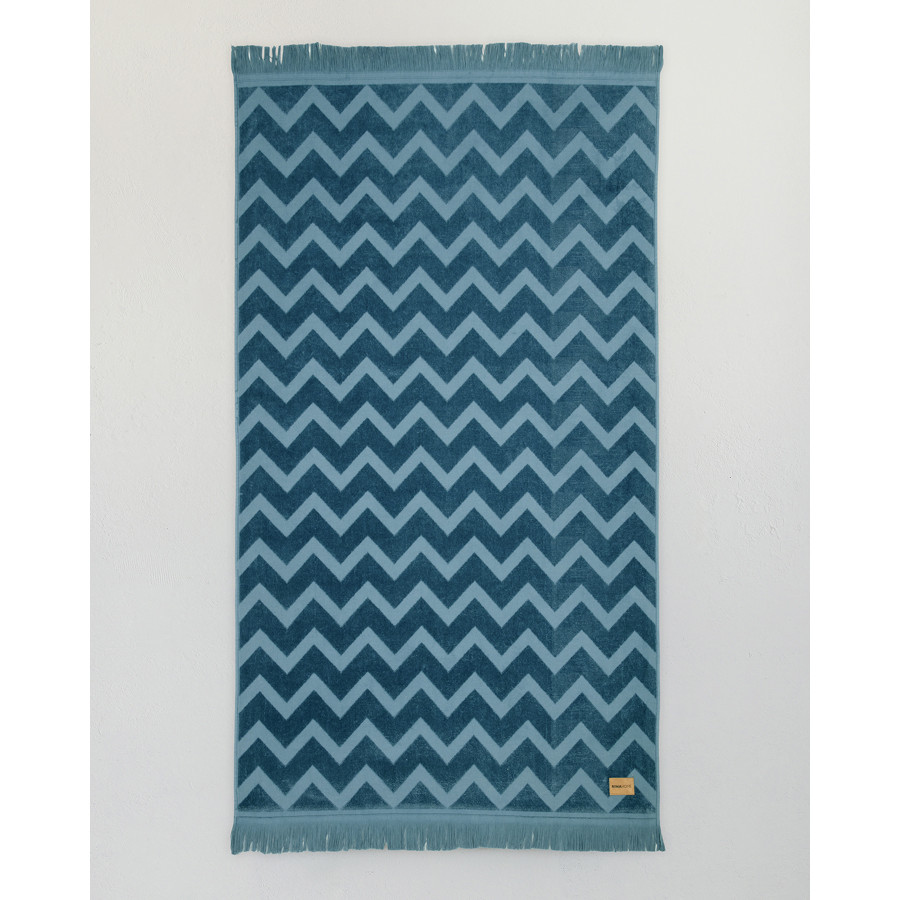 Πετσέτα θαλάσσης (90x160) Βελουτέ Ζακάρ Ζιγκ-Ζαγκ Nima Vida Blue