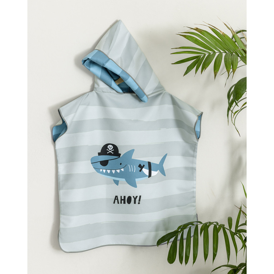 Παιδικό πόντσο θαλάσσης (No 5-8) με κουκούλα Μικροϊνες Διπλής Όψης Nima Ahoy