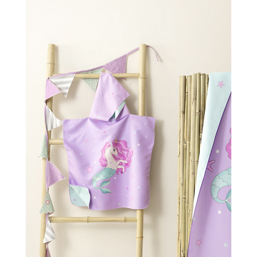 Παιδικό πόντσο θαλάσσης (No 5-8) με κουκούλα Μικροϊνες Διπλής Όψης Nima Bella