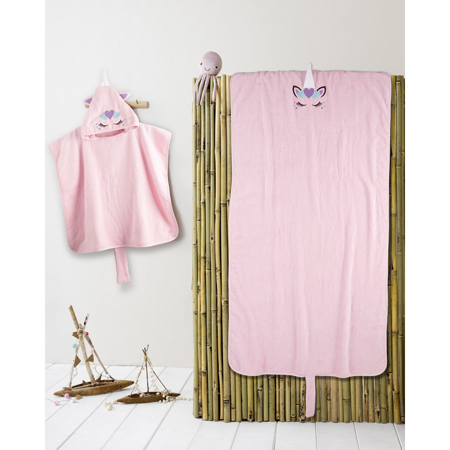 Παιδικό πόντσο θαλάσσης (No 2-4) με κουκούλα Βαμβακερό Βελουτέ Nima Uniheart