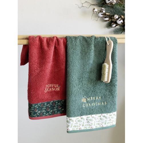 Σετ Πετσέτες 2 τεμαχίων Χειρός (30x50) Χριστουγεννιάτικες Nima Cheerful