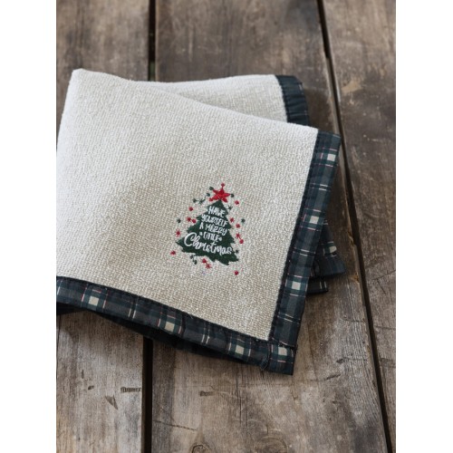 Πετσέτα με Ρέλι Χειρός (40x40) Χριστουγεννιάτικη με Κέντημα Nima Festive