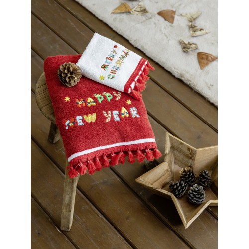 Σετ Πετσέτες 2 τεμαχίων (Χειρός| Λουτρού) Χριστουγεννιάτικες Βαμβακερές Nima Wishes