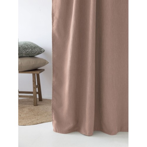 Έτοιμη Κουρτίνα με Κρίκους-Τρούκς (140x260) Πολυεστερική Μονόχρωμη Palamaiki Amy Pink