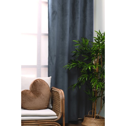 Έτοιμη Κουρτίνα με Κρίκους-Τρούκς (140x260) Βελούρ Μονόχρωμη Palamaiki Cyril Grey