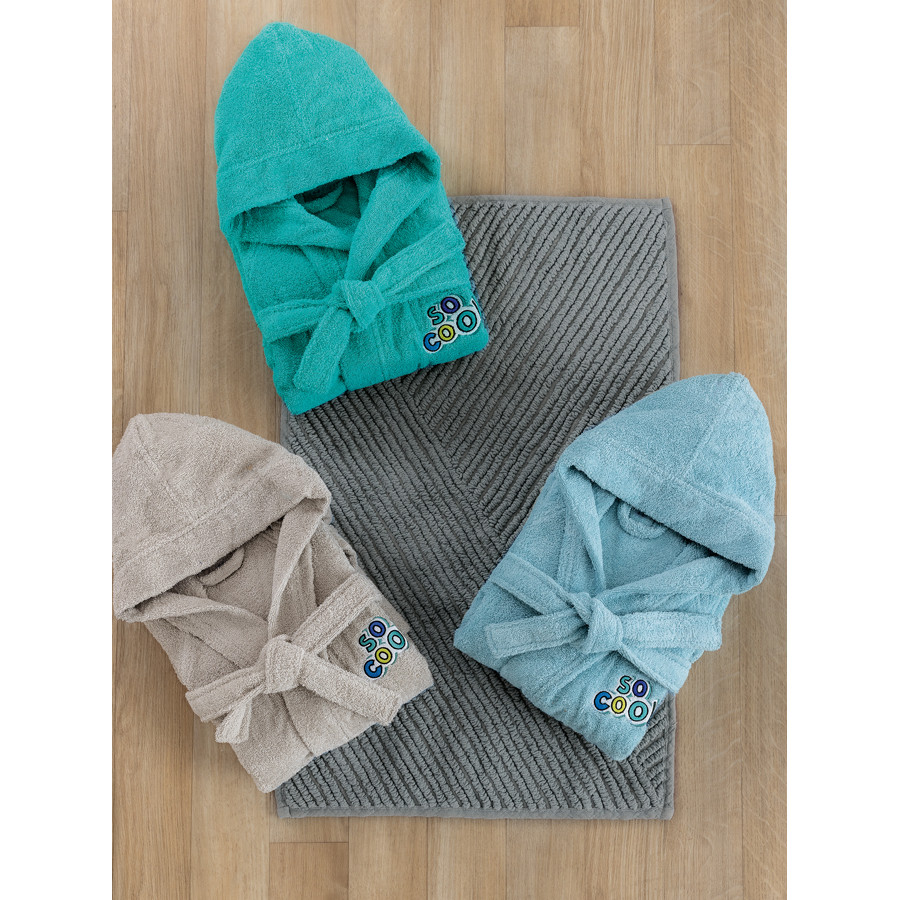 Μπουρνούζι Παιδικό με Κουκούλα (No 6-8) Βαμβακερό Palamaiki Cool Grey