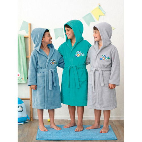 Μπουρνούζι Παιδικό με Κουκούλα (No 2-4) Βαμβακερό Palamaiki Cool Blue