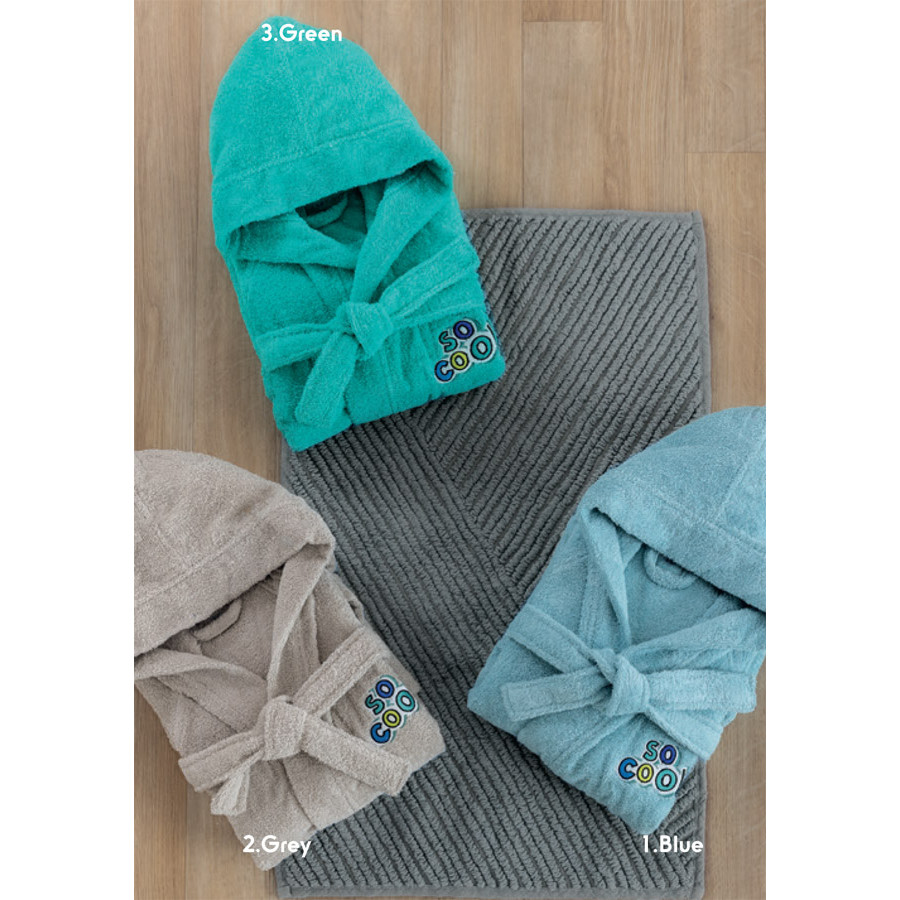 Μπουρνούζι Παιδικό με Κουκούλα (No 6-8) Βαμβακερό Palamaiki Cool Grey