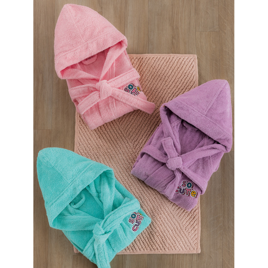 Μπουρνούζι Παιδικό με Κουκούλα (No 4-6) Βαμβακερό Palamaiki Cute Mint