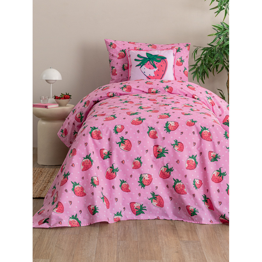 Σετ Σεντόνια Μονά Παιδικά (170x260) Βαμβακερά Palamaiki MK776 Φράουλες