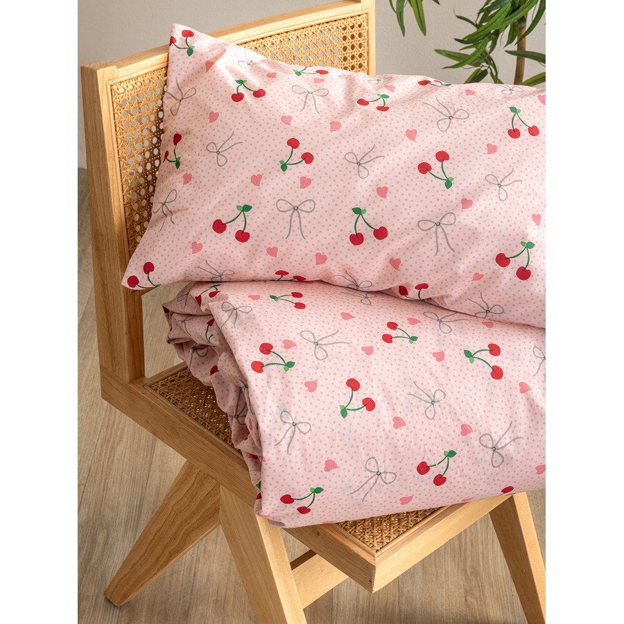Σετ Σεντόνια Μονά Παιδικά (170x260) Με Λάστιχο Βαμβακερά Palamaiki MK778 Κεράσια
