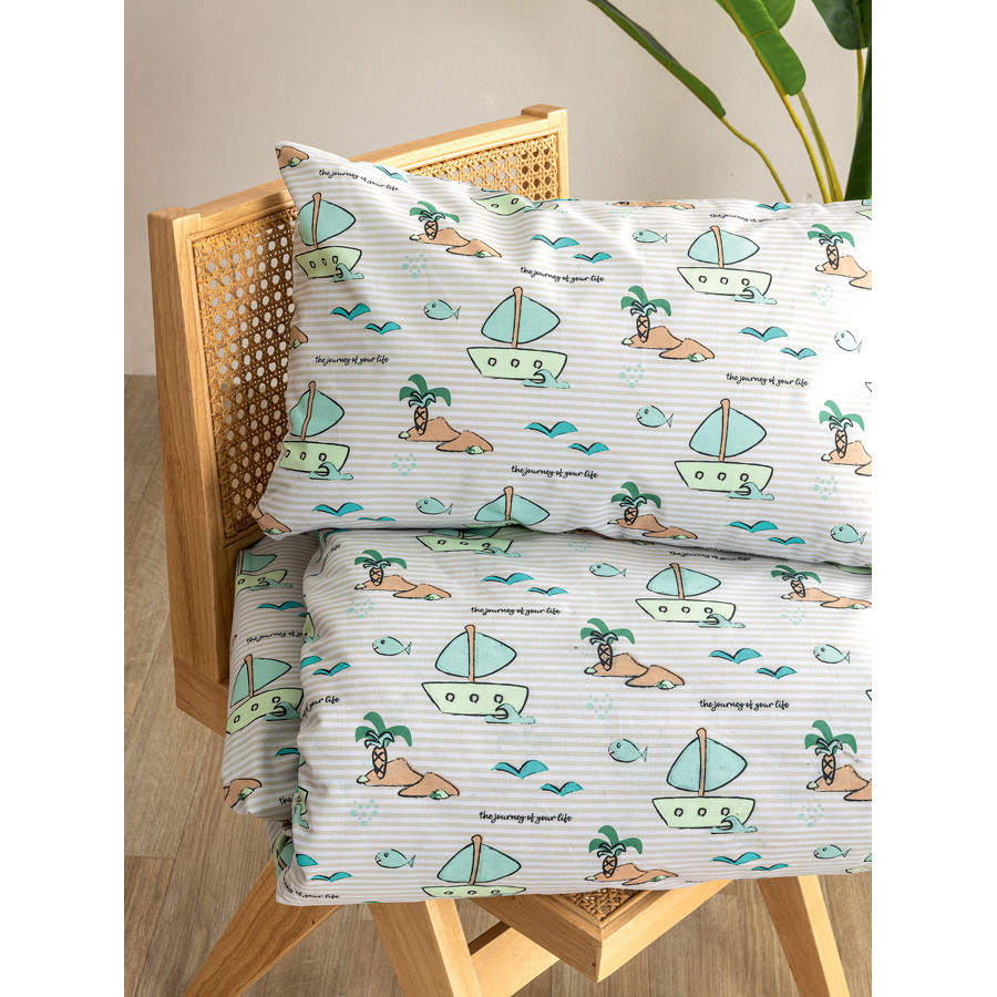 Σετ Σεντόνια Μονά Παιδικά (170x260) Βαμβακερά Palamaiki MK779 Καραβάκια