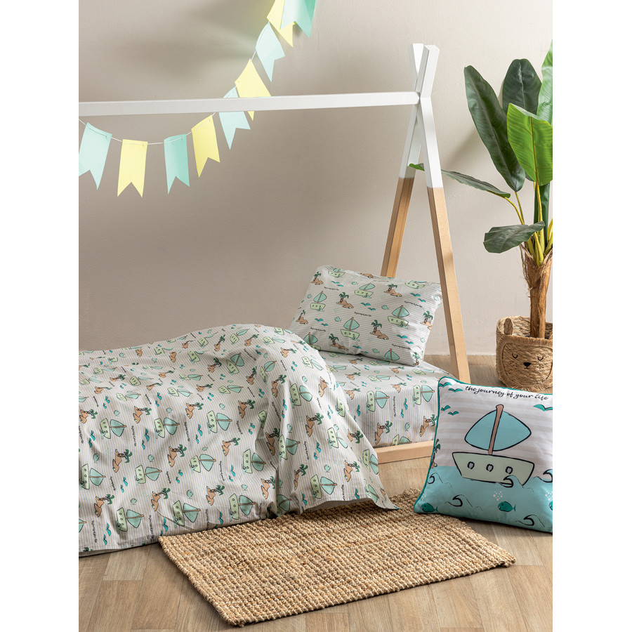 Σετ Σεντόνια Μονά Παιδικά (170x260) Βαμβακερά Palamaiki MK779 Καραβάκια