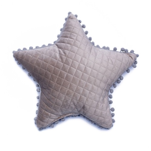Διακοσμητικό Μαξιλάρι με Γέμιση (34x34) με πον-πον Palamaiki Elwin Star Beige