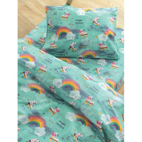 Σετ Σεντόνια Μονά Παιδικά (170x260) Βαμβακερά Palamaiki MK774 Ουράνιο Τόξο