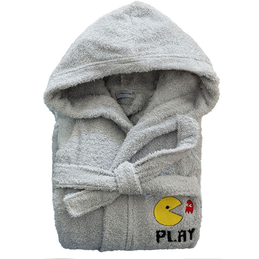 Μπουρνούζι Παιδικό με Κουκούλα (No 12-14) Βαμβακερό Palamaiki Pac Grey