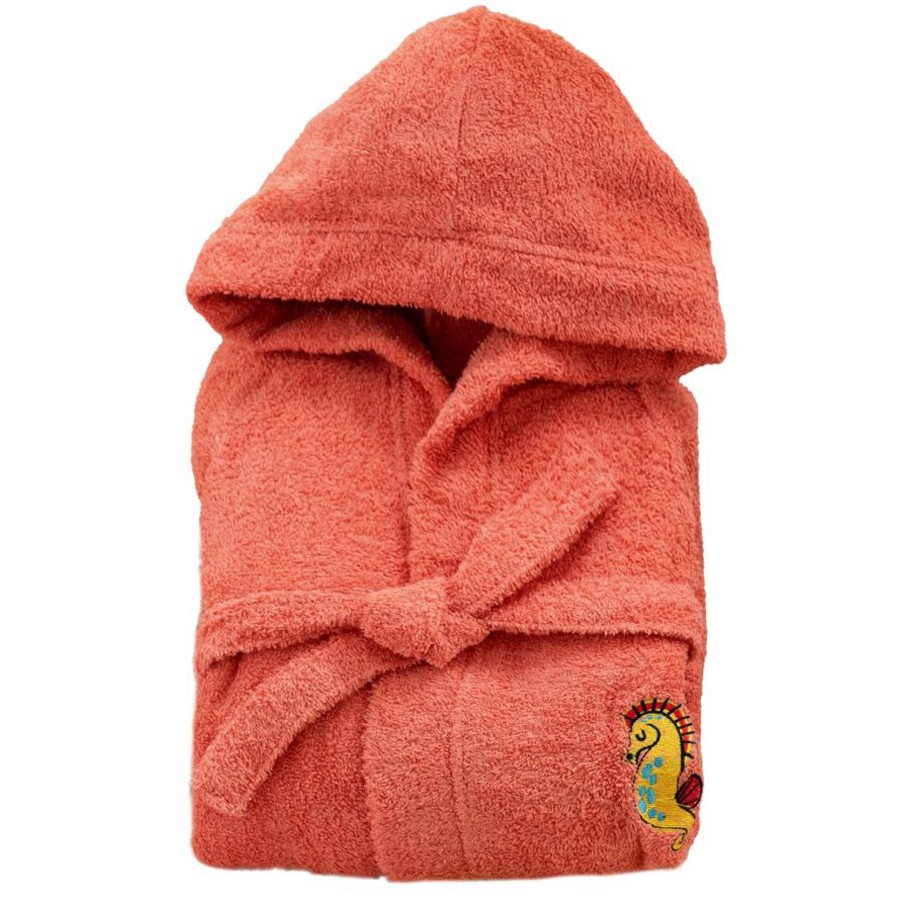 Μπουρνούζι Παιδικό με Κουκούλα (No 4-6) Βαμβακερό Palamaiki Tami Peach