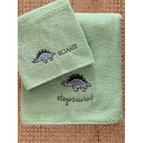 Σετ Πετσέτες 2 τεμαχίων Παιδικές (Χειρός | Λουτρού) Palamaiki Stego Δεινόσαυροι