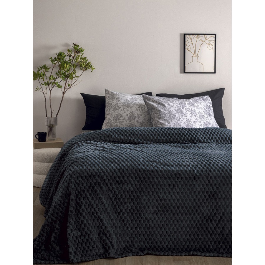 Κουβέρτα Μονή (160x220) Flannel Fleece Palamaiki Aster Coal