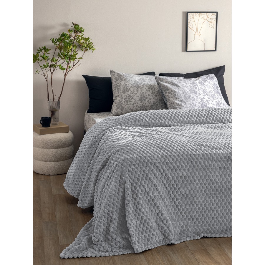 Κουβέρτα Μονή (160x220) Flannel Fleece Palamaiki Aster Grey
