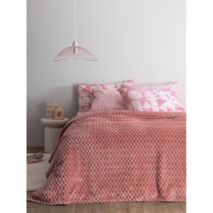Κουβέρτα Υπέρδιπλη (220x240) Flannel Fleece Palamaiki Aster Rose