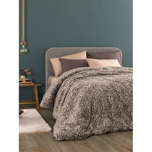 Κουβερτοπάπλωμα Υπέρδιπλο (220x240) Οικολογική Γούνα-Sherpa 840γρτμ Palamaiki Deva Grey