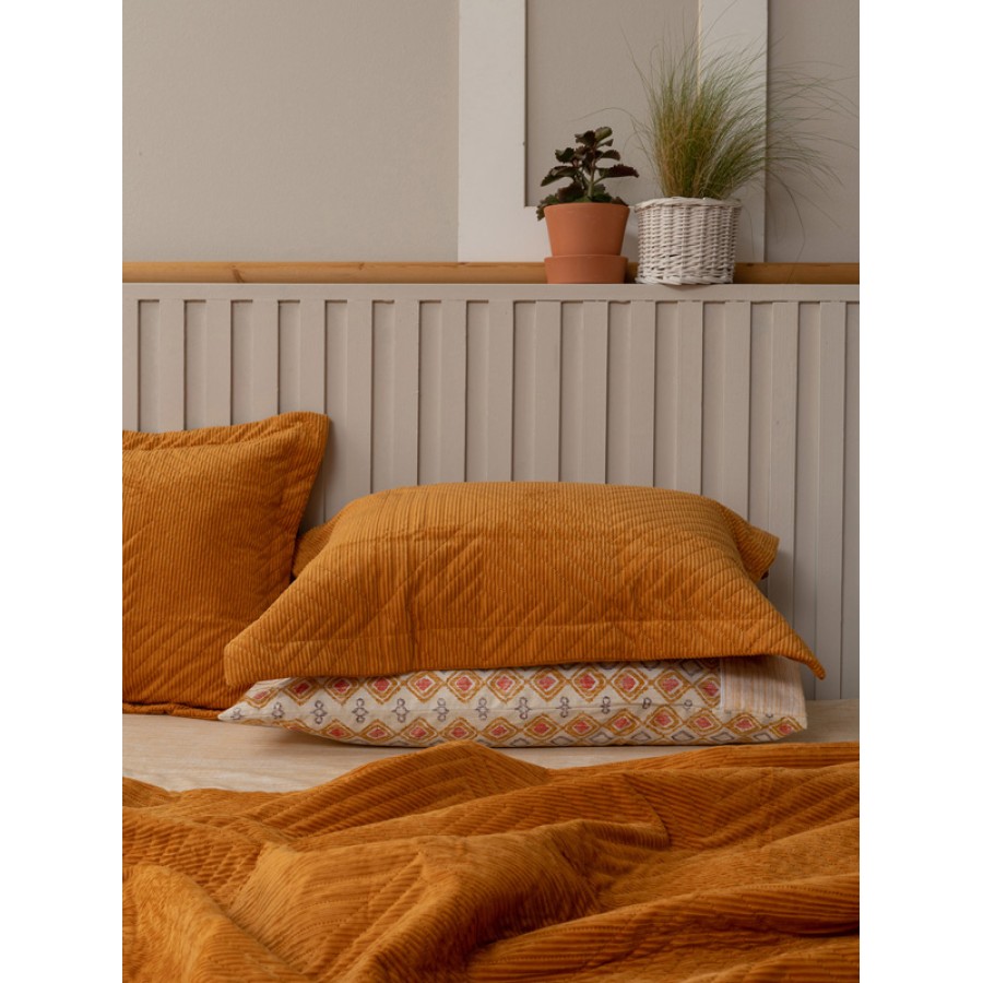 Κουβερλί Υπέρδιπλο (220x240) Μονόχρωμο Βελουτέ Palamaiki Dizza gold