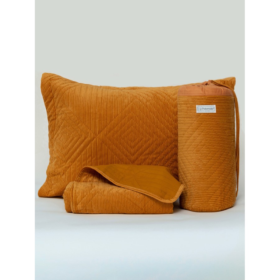 Κουβερλί Υπέρδιπλο (220x240) Μονόχρωμο Βελουτέ Palamaiki Dizza gold