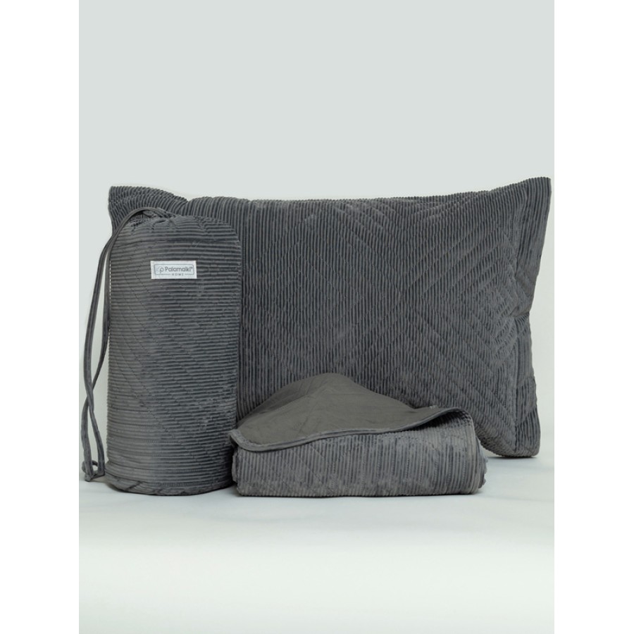 Κουβερλί Υπέρδιπλο (220x240) Μονόχρωμο Βελουτέ Palamaiki Dizza grey