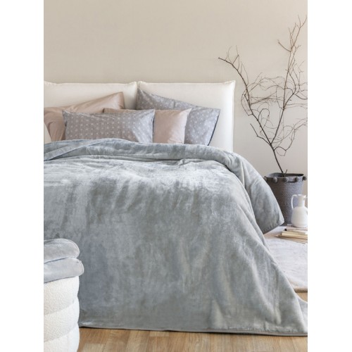 Κουβέρτα Υπέρδιπλη (220x240) Βελουτέ, Super Soft Palamaiki Dream Velour/3 Ash