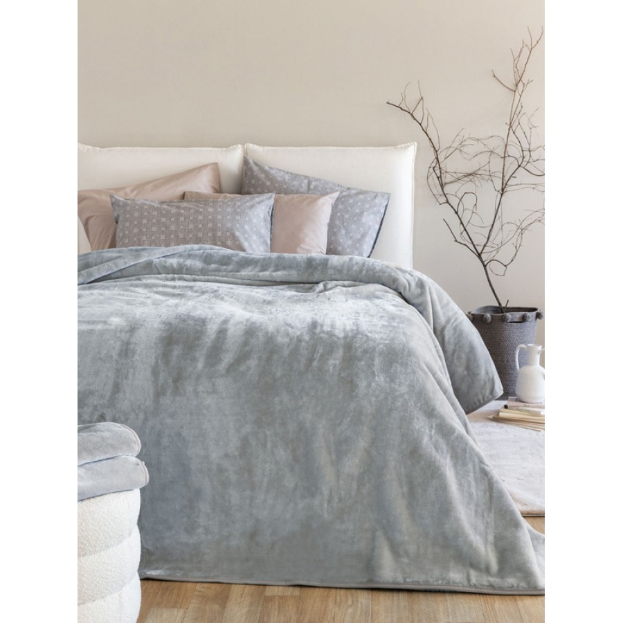 Κουβέρτα Υπέρδιπλη (220x240) Βελουτέ, Super Soft Palamaiki Dream Velour/3 Ash