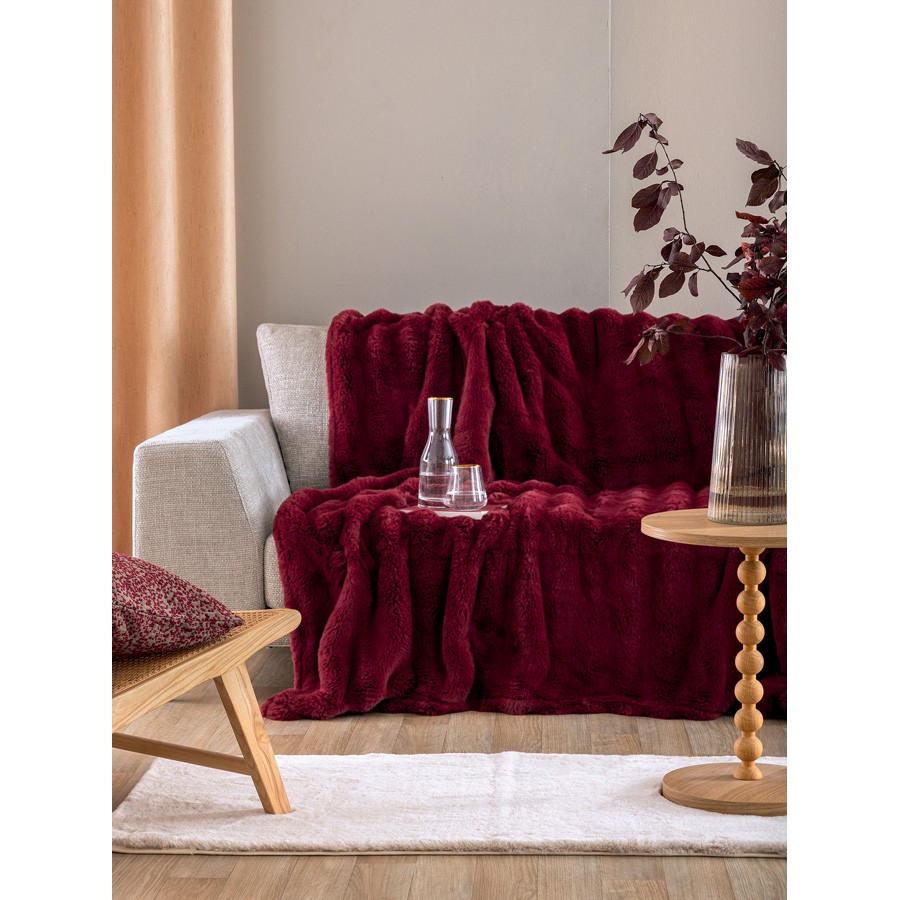 Κουβέρτα Γούνινη Μονή (160x220) Οικολογική Γούνα 650 γραμ/τμ Palamaiki Heather Bordo