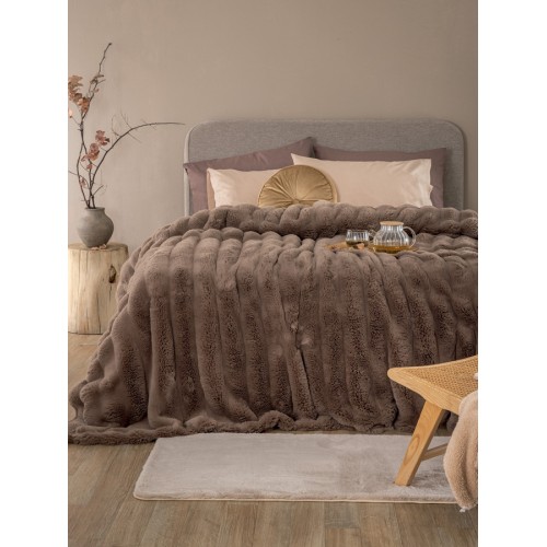 Κουβέρτα Γούνινη Μονή (160x220) Οικολογική Γούνα 650 γραμ/τμ Palamaiki Heather Brown