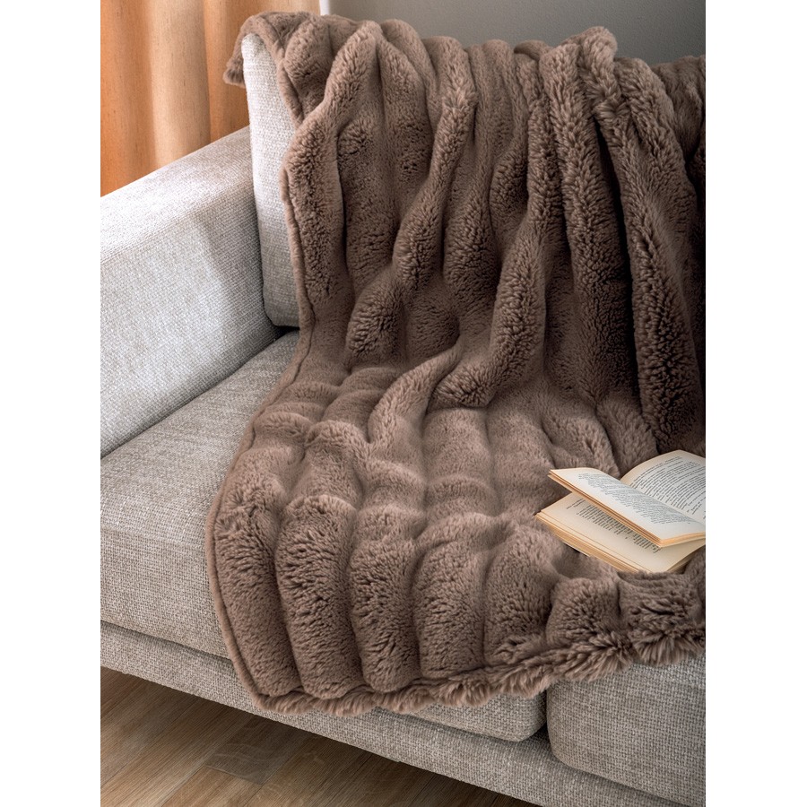 Κουβέρτα Γούνινη Μονή (160x220) Οικολογική Γούνα 650 γραμ/τμ Palamaiki Heather Brown