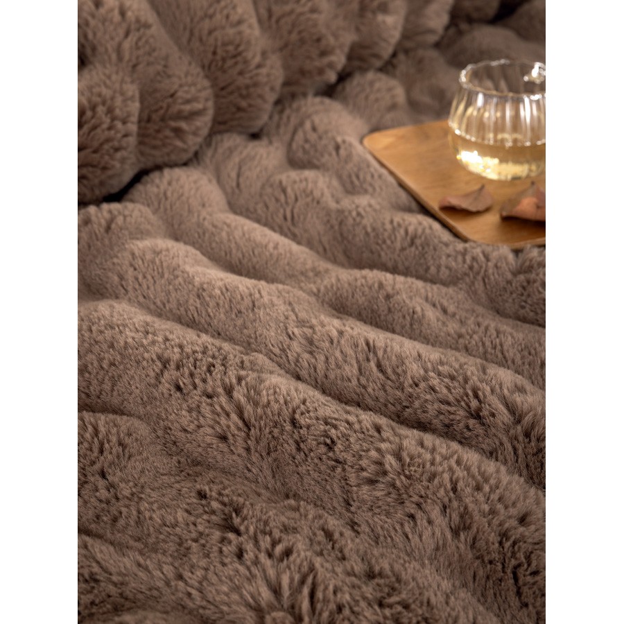 Κουβέρτα Γούνινη Μονή (160x220) Οικολογική Γούνα 650 γραμ/τμ Palamaiki Heather Brown