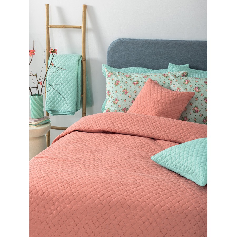 Κουβερλί Μονό (160x240) Με Μαξιλαροθήκη Μονόχρωμο Palamaiki Jenn/2 Rose