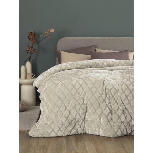 Κουβερτοπάπλωμα Υπέρδιπλο (220x240) Μονόχρωμο Flannel-Sherpa 700γρ|τμ Palamaiki Nadine/5 Ice