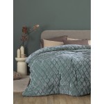 Κουβερτοπάπλωμα Μονό (160x240) Μονόχρωμο Flannel-Sherpa 700γρ|τμ Palamaiki Nadine/5 Jade