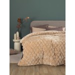 Κουβερτοπάπλωμα Μονό (160x240) Μονόχρωμο Flannel-Sherpa 700γρ|τμ Palamaiki Nadine/5 Sand