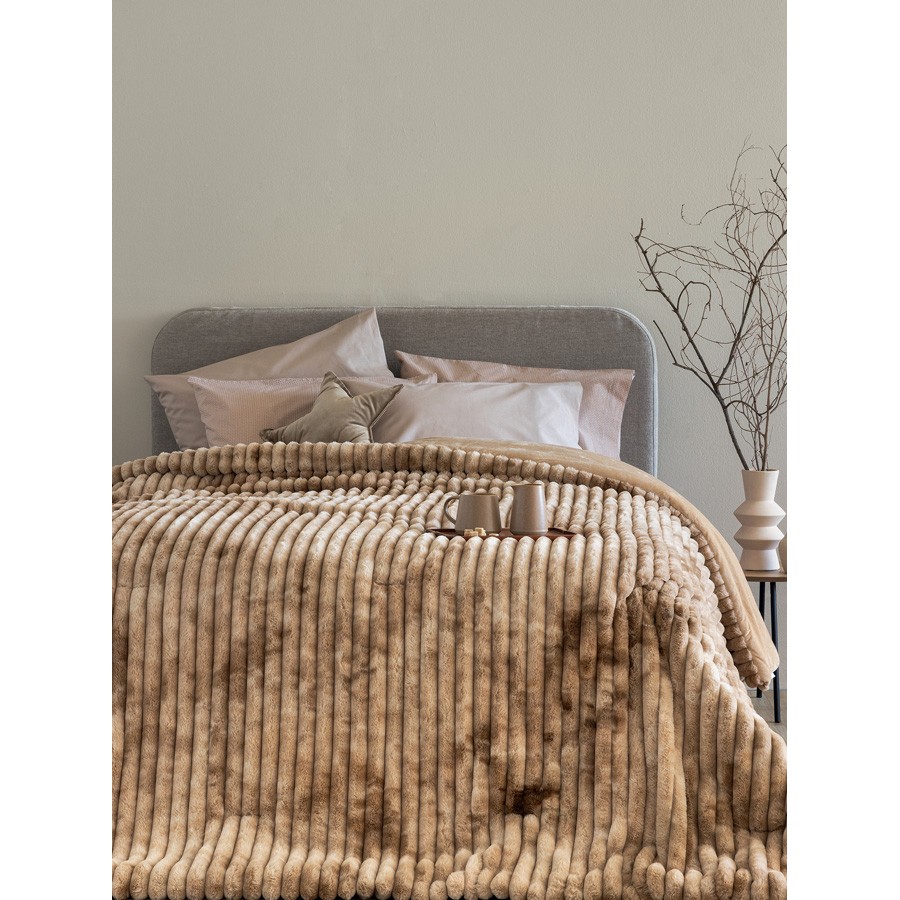 Κουβερτοπάπλωμα Υπέρδιπλο (220x240) Οικολογική Γούνα-Flannel 840γρτμ Palamaiki Tidi/2 Beige