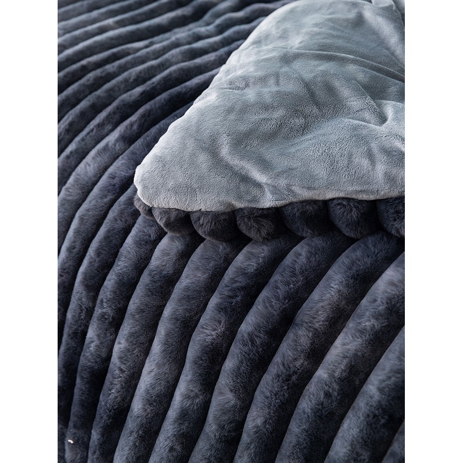 Κουβερτοπάπλωμα Υπέρδιπλο (220x240) Οικολογική Γούνα-Flannel 840γρτμ Palamaiki Tidi/2 Grey