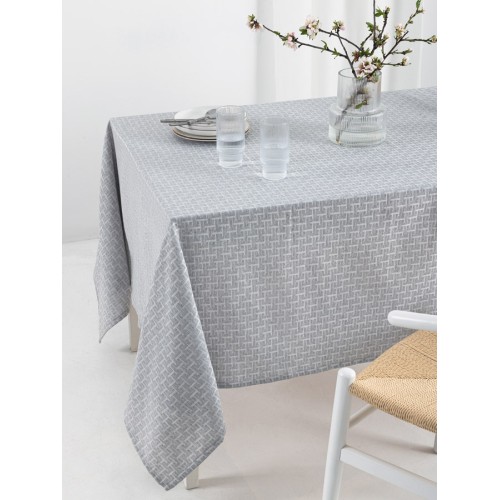 Τραπεζομάντηλο Αλέκιαστο 12 Ατόμων (175x260) Ζακάρ Μονόχρωμο Palamaiki Milly grey