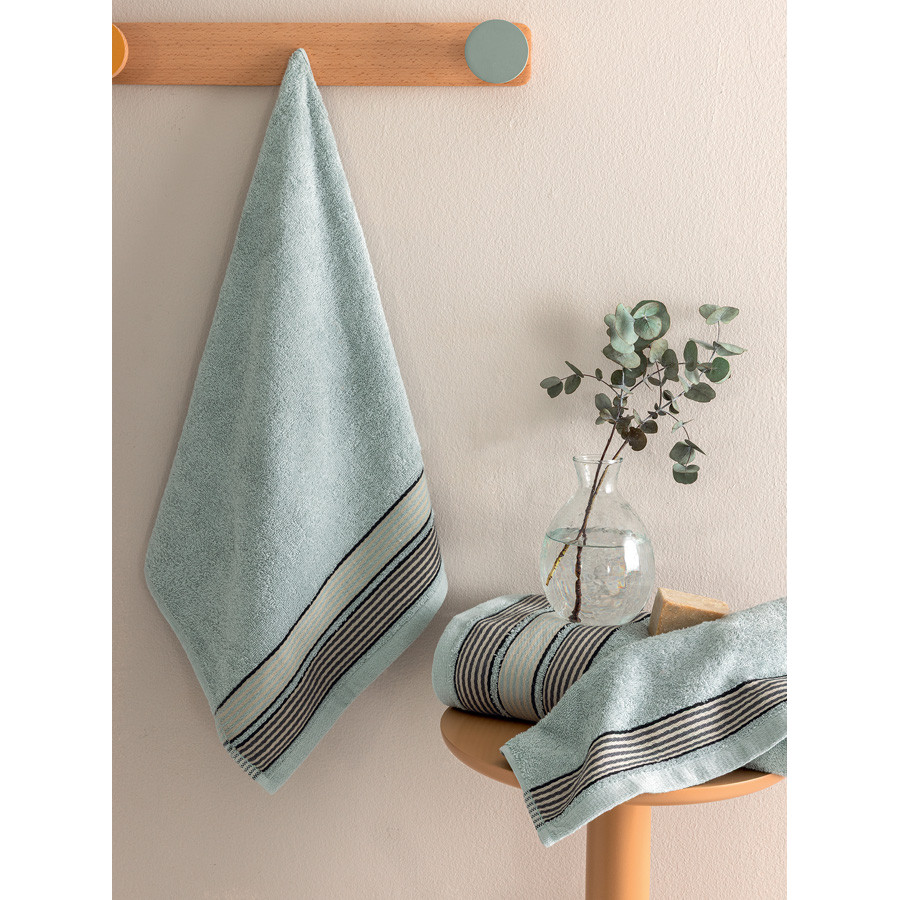 Σετ Πετσέτες 3 τεμ (Χειρός|Προσώπου|Λουτρού) Μονόχρωμες με Μπορντούρα Palamaiki Bela Aqua