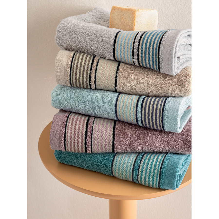 Σετ Πετσέτες 3 τεμ (Χειρός|Προσώπου|Λουτρού) Μονόχρωμες με Μπορντούρα Palamaiki Bela Silver