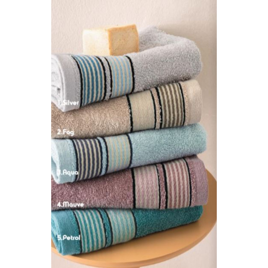 Σετ Πετσέτες 3 τεμ (Χειρός|Προσώπου|Λουτρού) Μονόχρωμες με Μπορντούρα Palamaiki Bela Silver