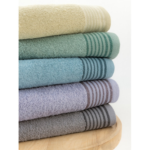 Σετ Πετσέτες 3 τεμ (Χειρός|Προσώπου|Λουτρού) Μονόχρωμες με Μπορντούρα Palamaiki Gary Grey