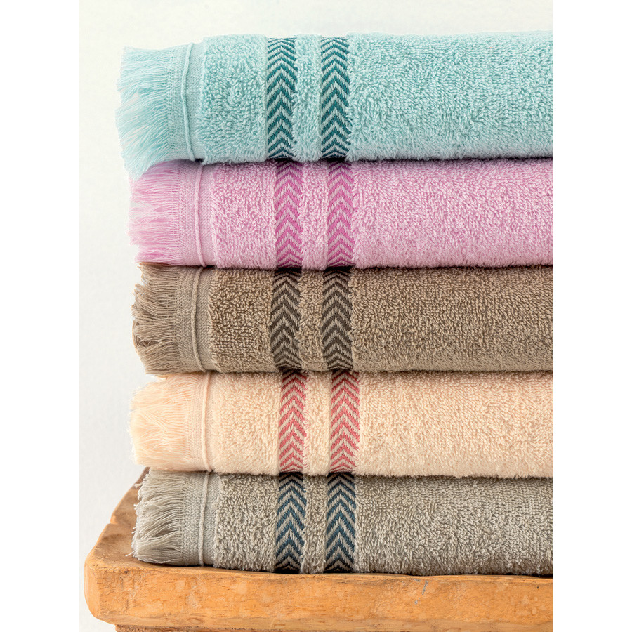 Σετ Πετσέτες 3 τεμ (Χειρός|Προσώπου|Λουτρού) Μονόχρωμες-Μπορντούρα & Κρόσσια Palamaiki Janis Ecru